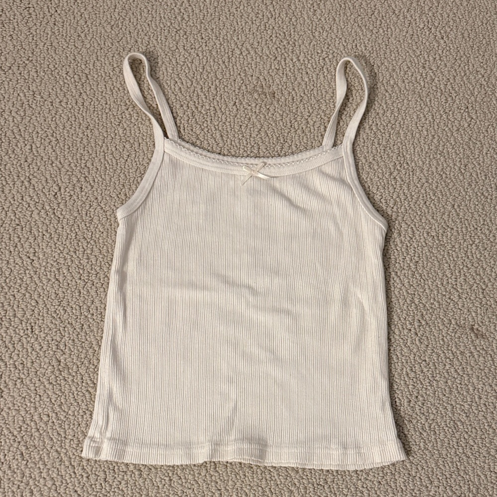 Brandy Melville Women's Cream Baby Ribbed Tank Top